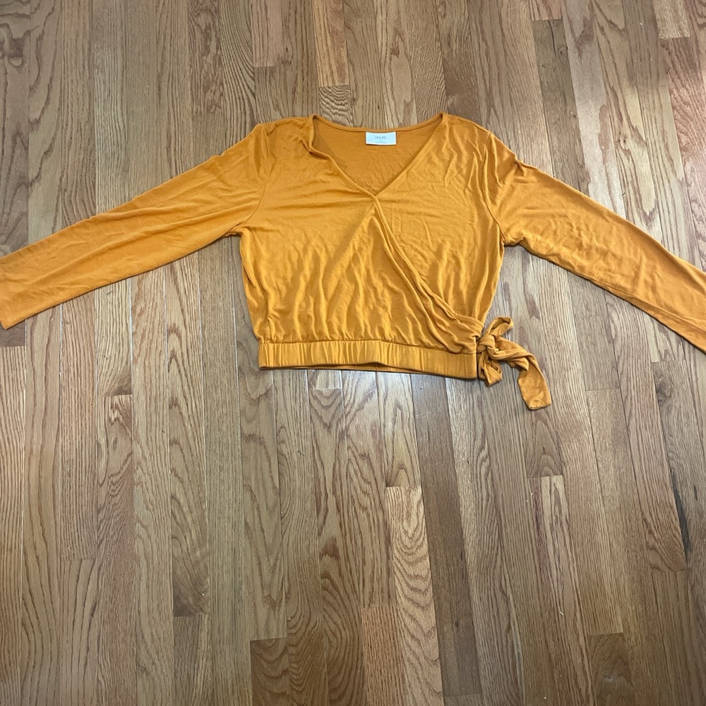 Elegant Mustard Wrap Crop Top